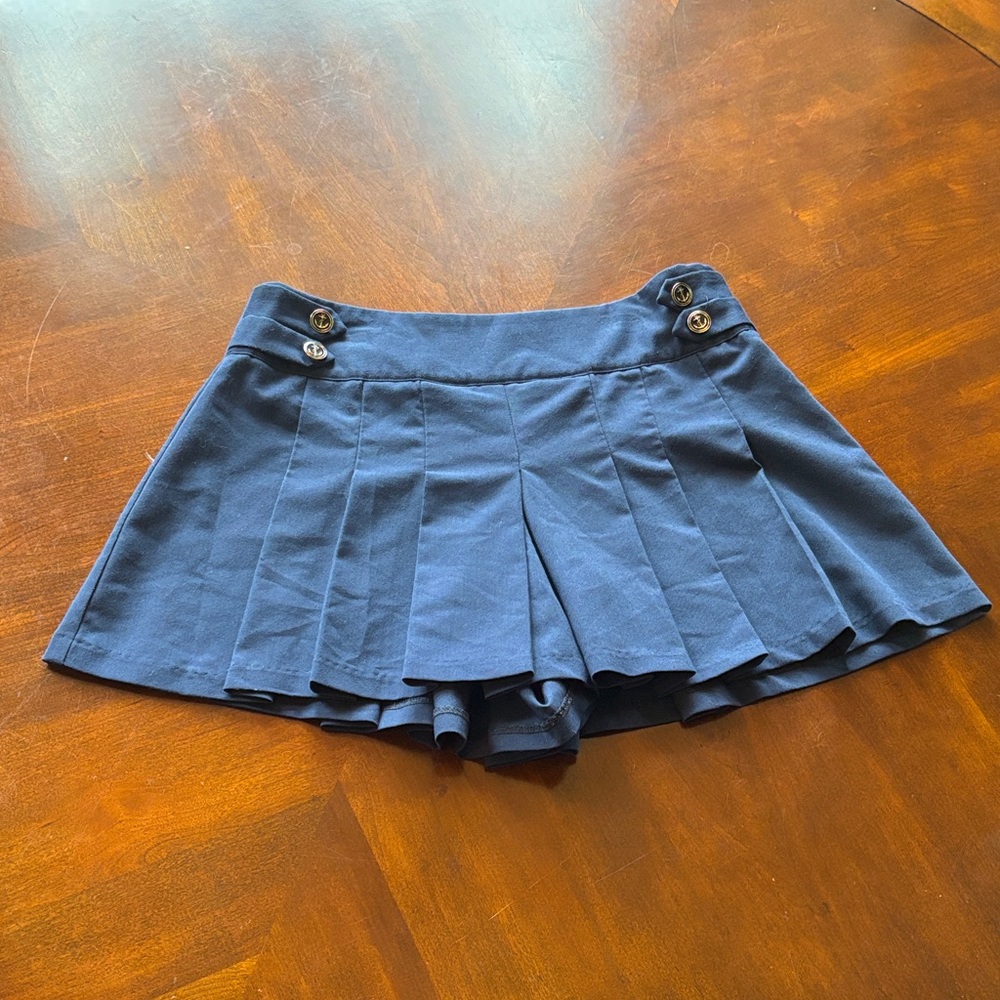 Navy Blue Pleated Skort with anchor Button Detail forever 21 size m